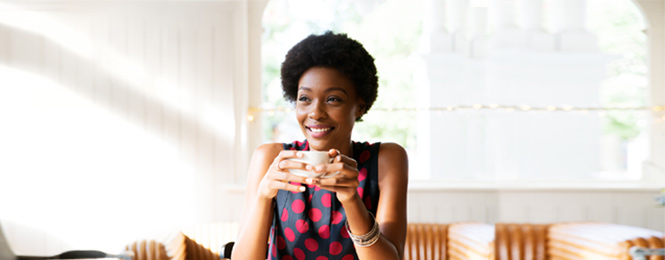 Woman drinking coffee